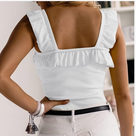 Orange Ruffle Strap Top - Picture 2 of 3